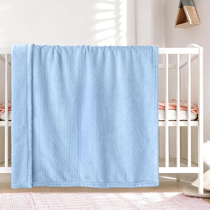BORITAR 3D Fleece Baby Blanket for Boys 30 x 40 Inch Baby Blue | Soft Fluffy - Image 2