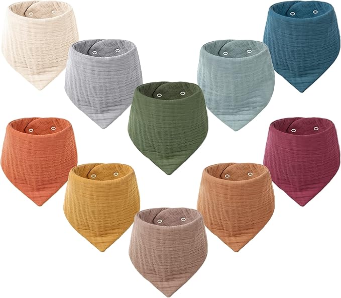 Konssy 10 Pack Baby Muslin Bandana Bibs by Konssy