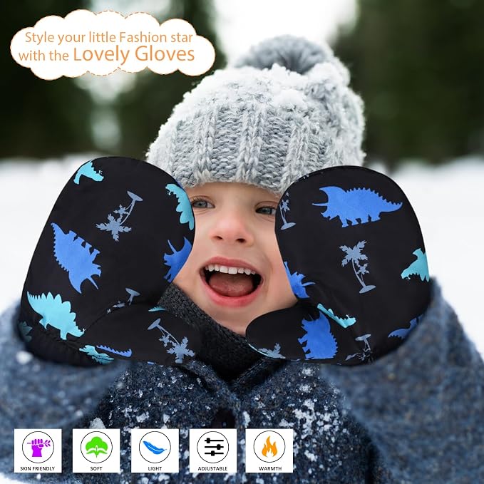 Fleece Lined Mittens for Baby Boys Girls, Baby Toddler Little Kids Winter Warm - Image 2