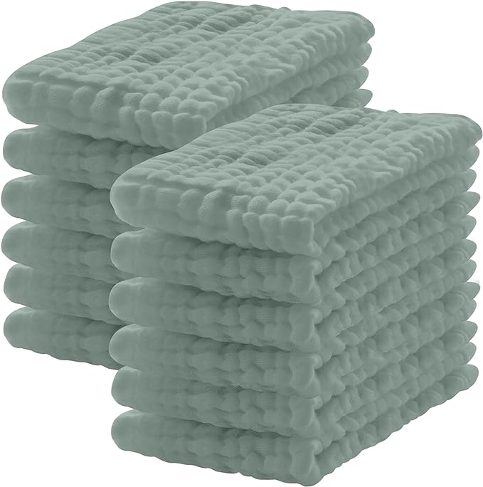 Lovely Care 12 Pack Muslin Burp Cloths 100% Cotton Muslin Cloths Large by Lovely+Care
