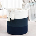 52L Storage Basket for Organizing, 15"×18" Large Tall Laundry Baskets, Cotton Rope Woven Blanket Basket, Toy Storage for Kids, Collapsible Laundry Hamper for Living Room, Nursery Room