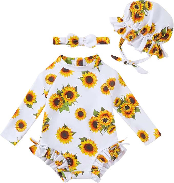 Renotemy Baby Swimsuit Girls One-Piece Swimwear Baby Beach Essentials 3M-3T by Renotemy