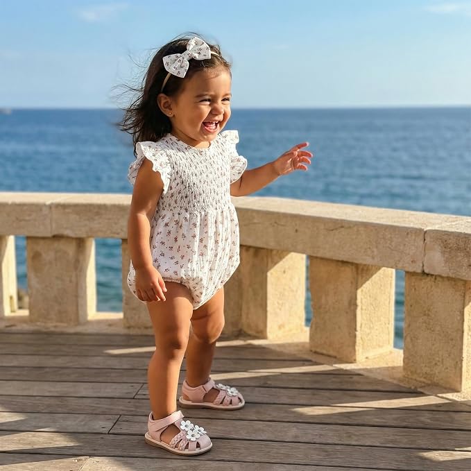 Kavousa Newborn Baby Girl Clothes Summer Bubble Romper Headband Outfit - Image 3