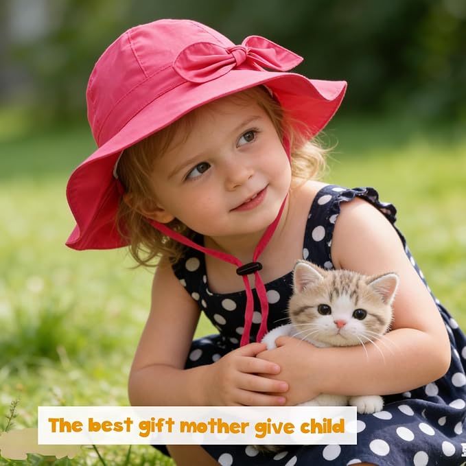 Baby Girl Sun Hat with UPF 50+ Outdoor Adjustable Beach Hat with Wide Brim - Image 2