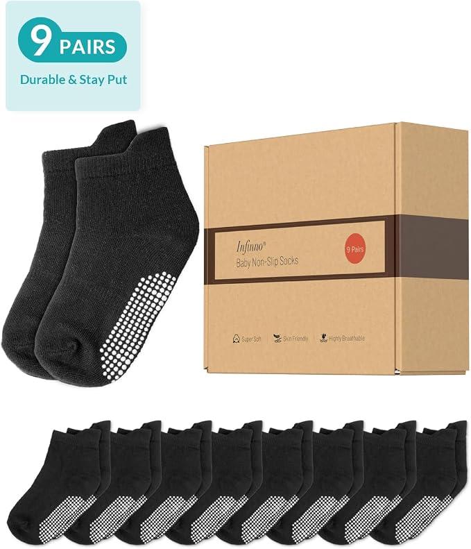 Infinno Baby Non Slip Ankle Socks 9 Pairs - Image 2