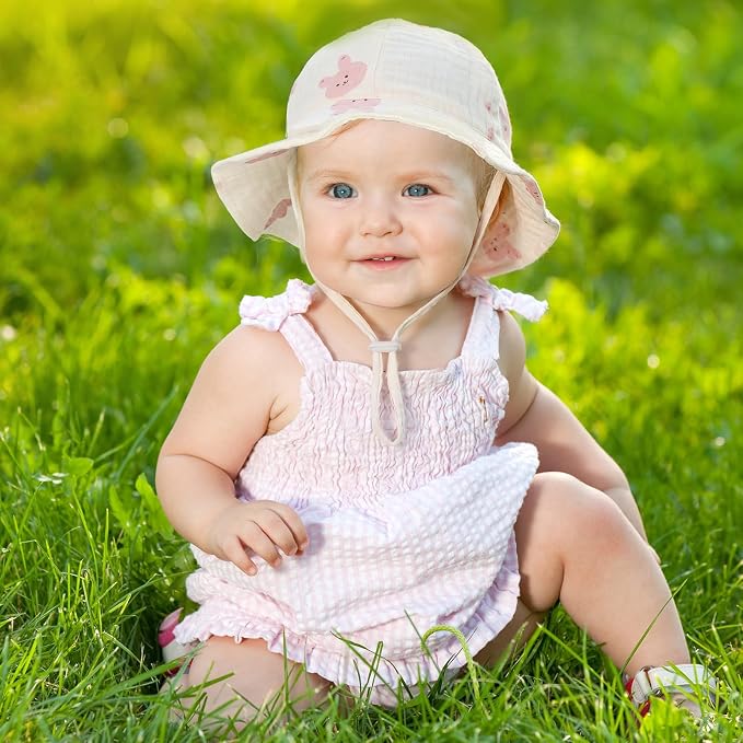3 Pcs Baby Sun Hat Muslin, Baby Bucket Hat | UPF 50+ Sun Protection, Adjustable - Image 7