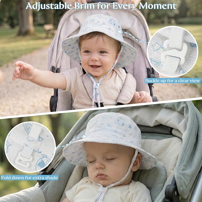 Play Tailor 2 Pack Newborn Baby Sun Hat Breathable Muslin Cotton Cap 0-24M | - Image 3