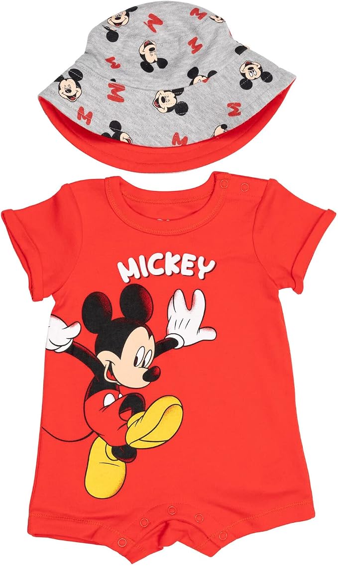Disney Baby Boys' 2-Piece Romper and Bucket Hat Set Newborn to Infant by Disney