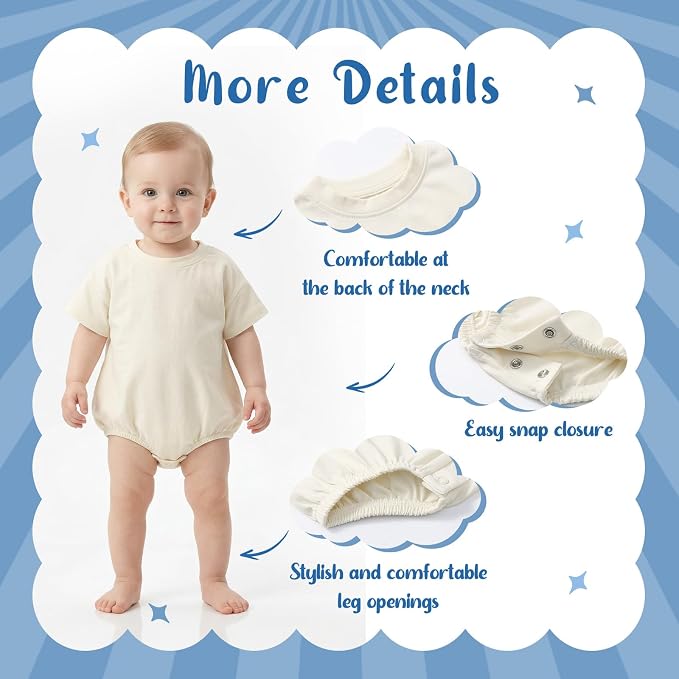 Bafeicao Baby Boy Girl Bubble Romper Infant Toddler T-Shirt Bodysuit | Organic - Image 4