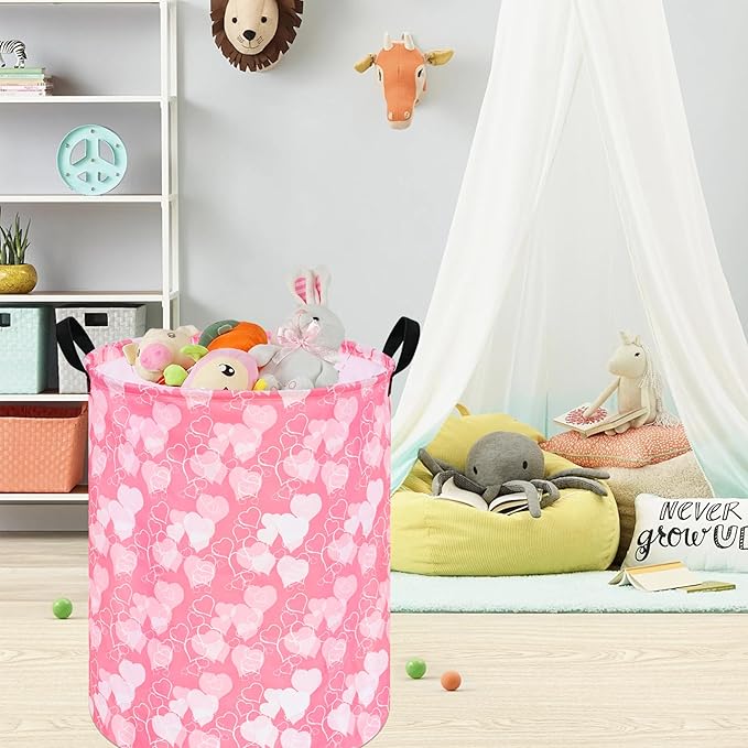 Round Laundry Hamper Storage Basket Laundry Organizer Hamper Storage Bins Clothes and Toys Box Nursery Hamper Gift Basket For Kids with Handles