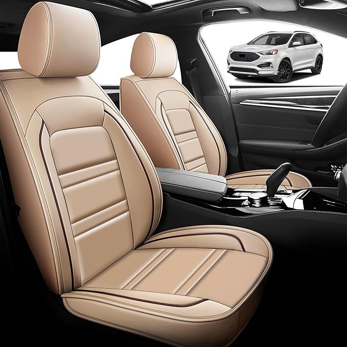 Seat Cover for Ford Edge 2007-2024 | Car Seat Covers Front Seats, Waterproof Seat Protectors, Automotive Front Seat Covers (Front Seat, Beige)