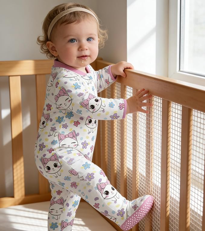 uideazone Baby Girls Footed Pajamas, Zip Sleeper - Image 5