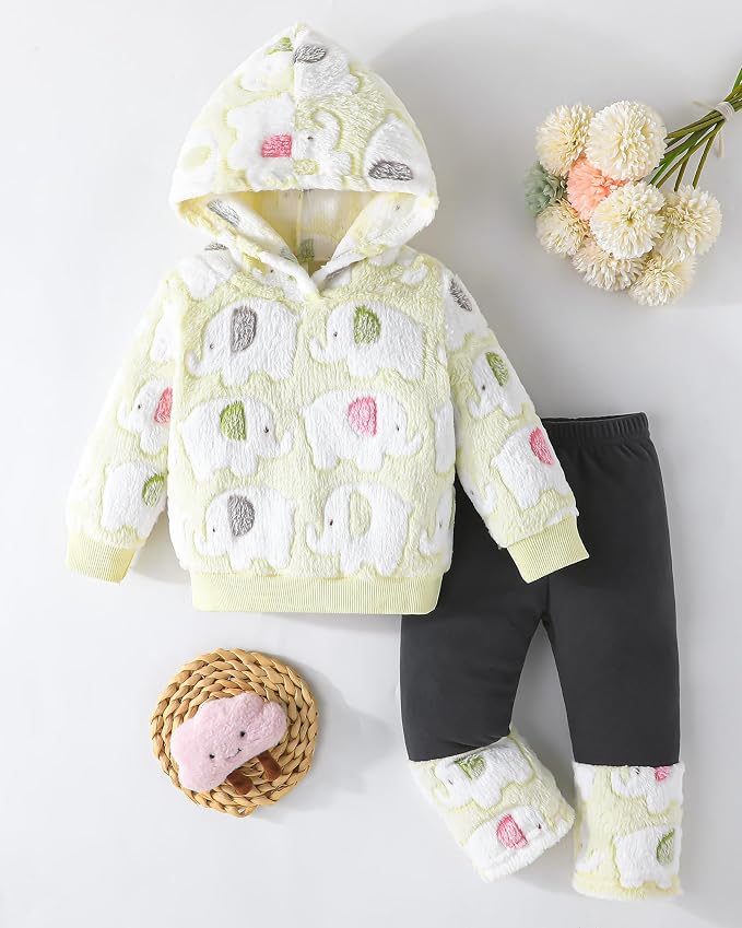 Jecson Toddler Girl Clothes Baby Girl Fleece Hoodie Outfits Thick Thermal - Image 8