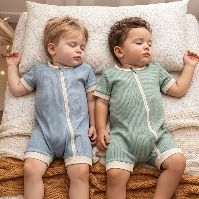 Bafeicao Unisex Baby Boy Girl 2/3 Pack Rompers Short Sleeve | 2 Way Zipper - Image 5