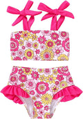 YOUNGER TREE Toddler Girls Two Pieces Swimsuit Color Block Stripe Swimwear Summer Beach Bathing Suit 18M-5T