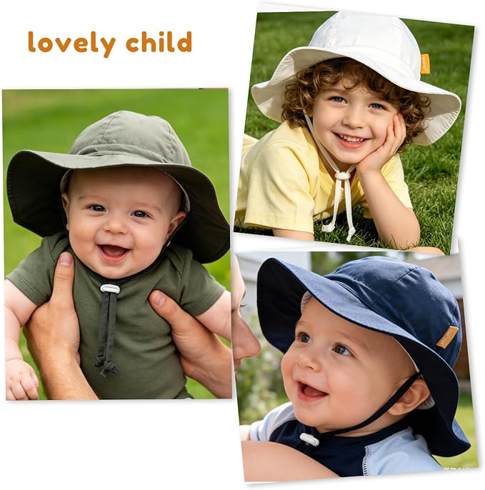 Baby Girl Sun Hat with UPF 50+ Outdoor Adjustable Toddler Beach Hat with Wide - Image 7