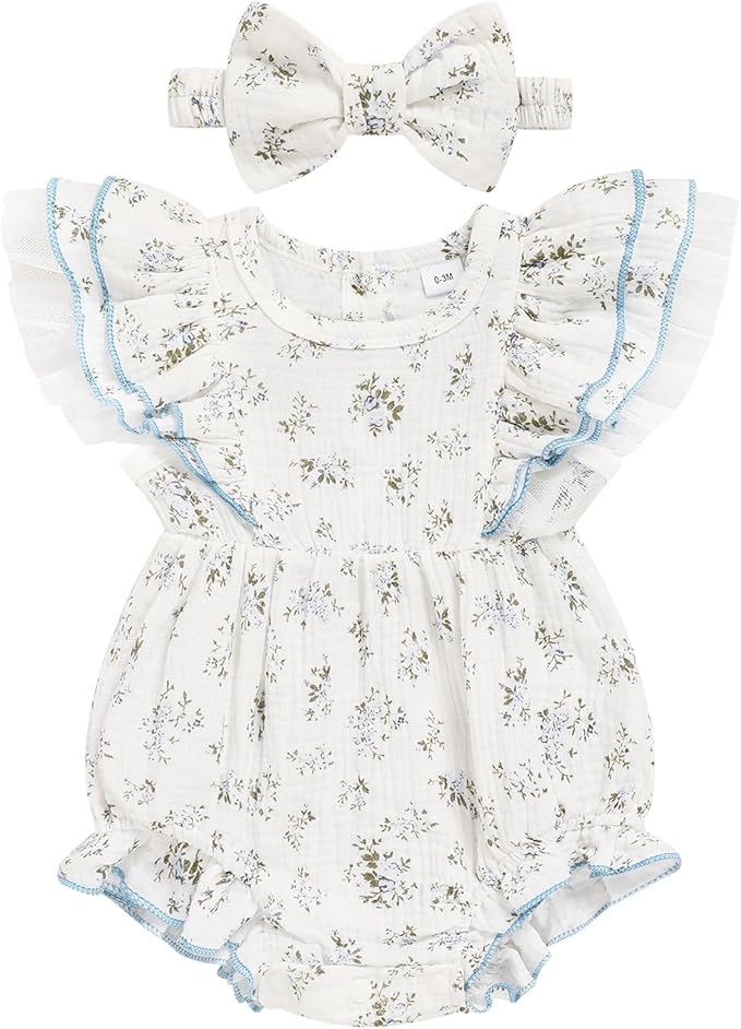TITKKOP Ruffle Bubble Romper for Baby Girl | One-Piece Shorts Jumpsuit | Summer by TITKKOP
