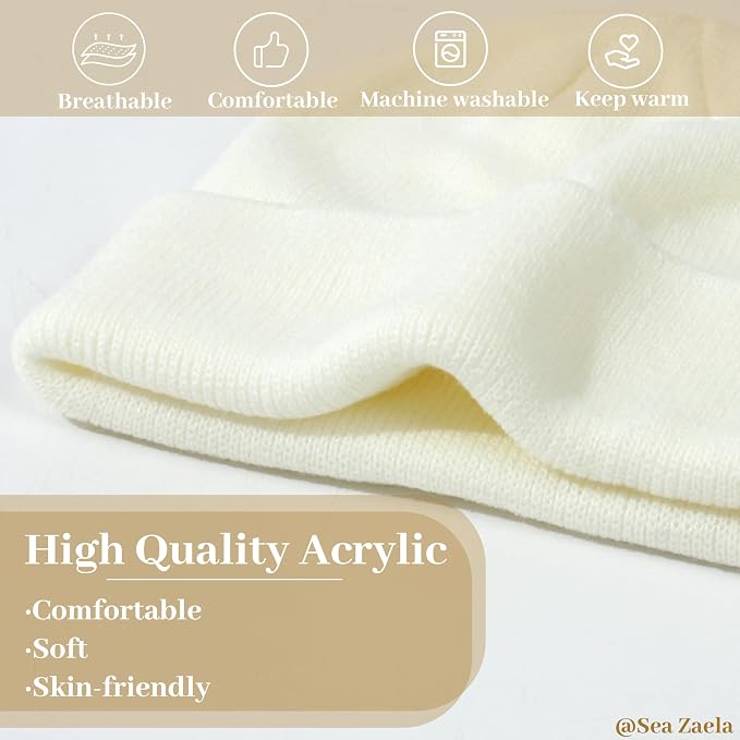 Baby Toddler Infant Winter Soft Knit Beanie Hats Set - Image 4