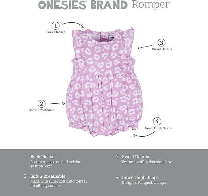 Onesies Brand Baby Girls' 3-pack Romper - Image 6