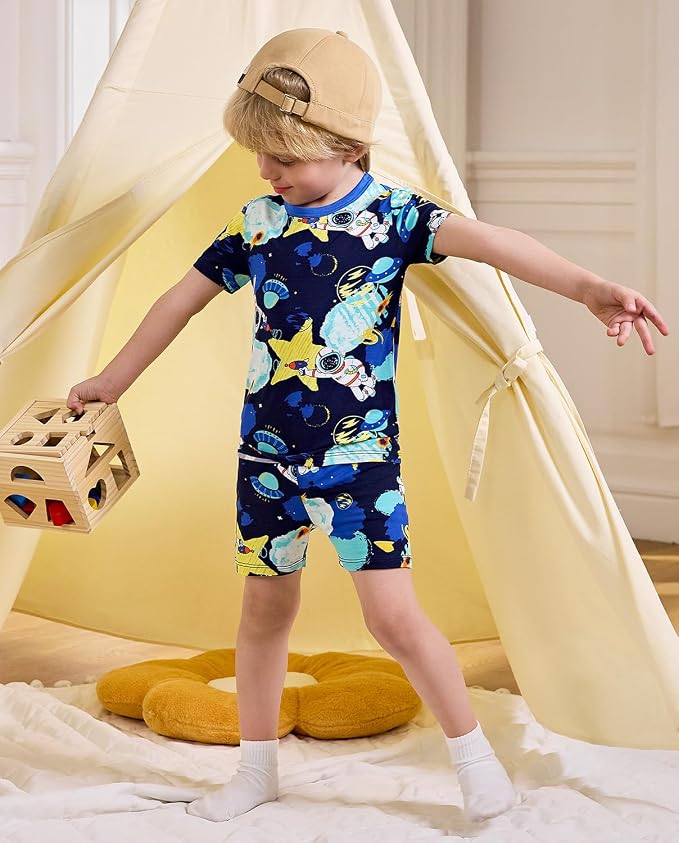 babee Reshinee Bamboo Viscose Toddler Boys Pajamas Set, Short Sleeve Kids - Image 5