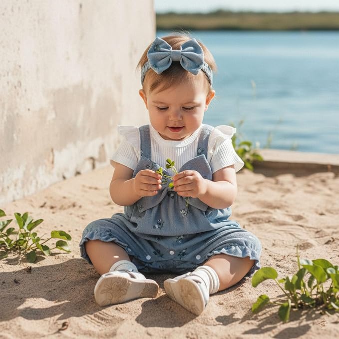YINGISFITM Newborn Baby Girl Summer Clothes Short Sleeve Bubble Romper Bow - Image 4