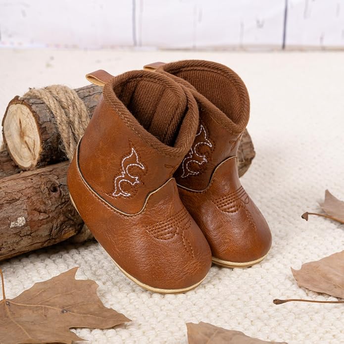 HsdsBebe Baby Boys Girls Western Cowboy Boots Infant Moccasins High Top Booties - Image 4