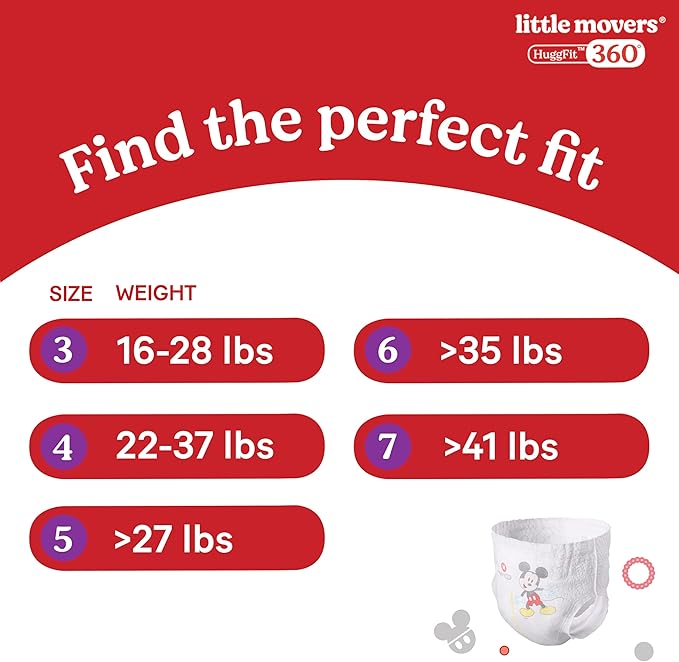 Huggies Size 6 Baby Diapers, Little Movers HuggFit 360° Baby Diapers with 360° Waistband, Size 6 (35+ lbs), 104 Count (2 Packs of 52), Packaging May Vary