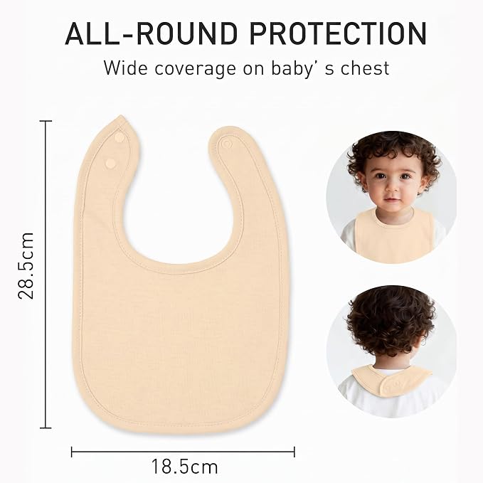 10 Pack Cotton Snap Bibs for Baby Boy Girl, Super Soft Drool Bibs for Teething - Image 5