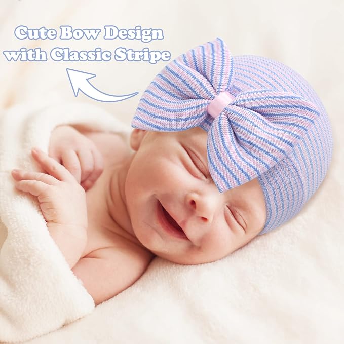 Sarfel Newborn Hats for Girls Hospital Hat Baby Girl Bows and Headbands Infant - Image 3