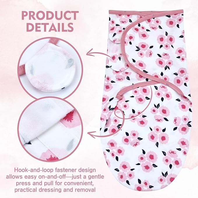 Dizila 2 Sets Adjustable Soft Cotton Blend Newborn Infant Baby Girl Receiving - Image 4