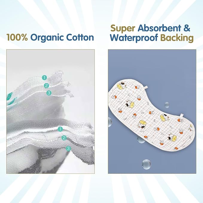 Baby Burp Cloths Muslin Large 22'' by 12'' Burping Cloths - Image 5