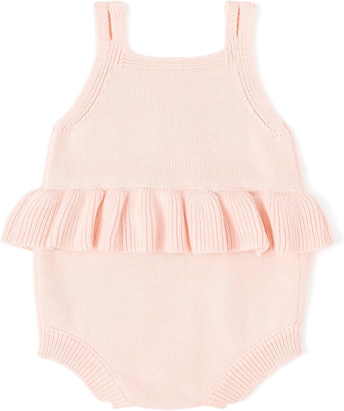 Simplee kids Baby Girl Romper, Sleeveless Pompoms Square Neck | Soft Breathable - Image 3