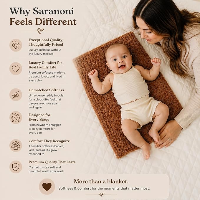 Saranoni Bamboni Baby Blanket Breathable Bamboo Soft Security Taupe Mini | - Image 3