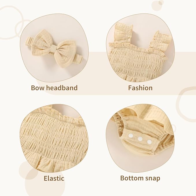 YOUNGER TREE Baby Girl Clothes Ruffle Romper Boho Dress Summer Cake Smash - Image 4