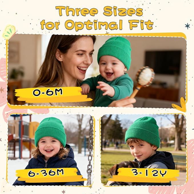 ZOORON Toddler Beanie Baby Kids Beanies Warm Winter Hat Knit Skull Cap - Image 2