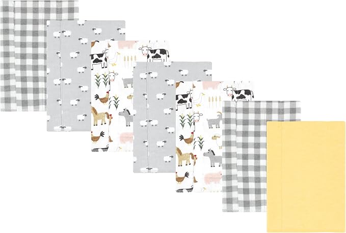 Luvable Friends Hudson Baby Flannel Burp Cloths 7pk, Pastoral Farm by Luvable+Friends