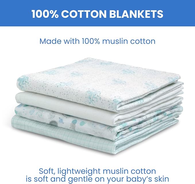 Delta Children 100% Cotton Muslin Baby Receiving Blankets - Image 4