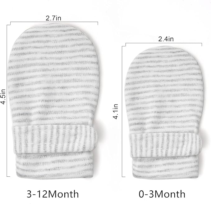 Newborn Baby No Scratch Mittens Stay On, 100% Cotton Breathable, Adjustable - Image 6