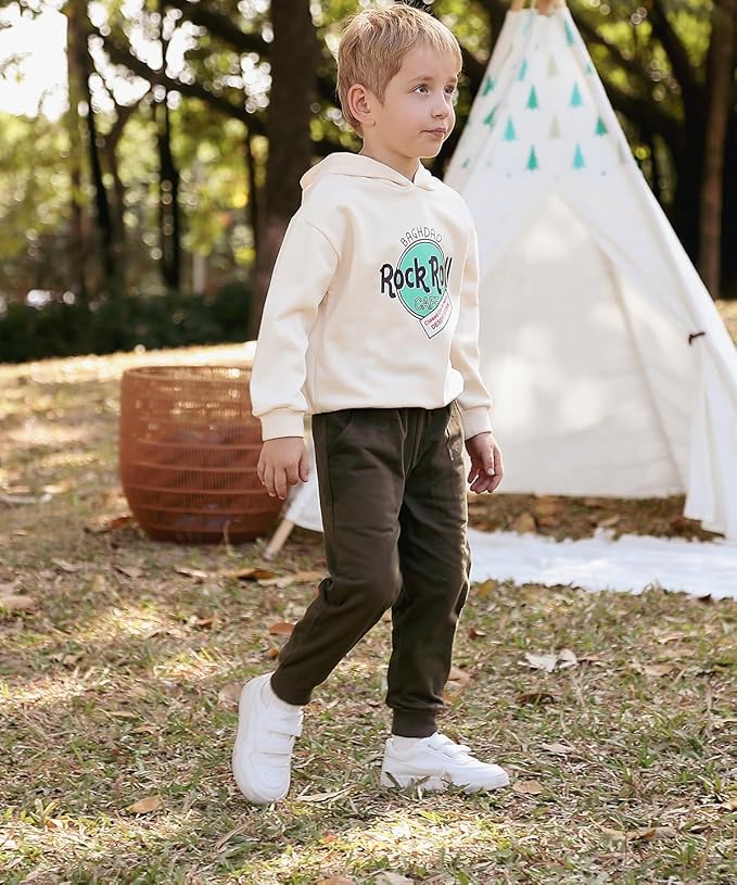 GFQLONG 2/3 Pack Toddler Pants Sweatpants Boys Cotton Joggers, Athletic Pull on Sweat Pants with Pockets for Kids Clothes