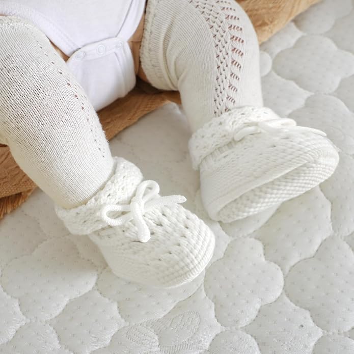 Baby Booties 100% Cotton Knitted Newborn First Cozy Warm Crib Shoes - Image 4