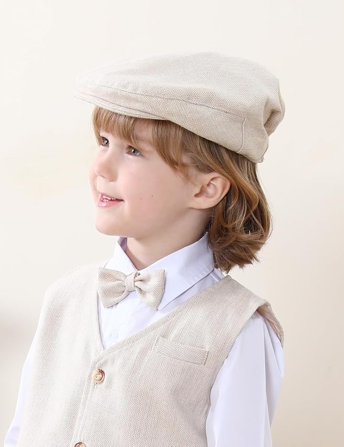 A&J DESIGN Baby Boys Newsboy Cap Toddler Kids Tweed Vintage Flat Hat - Image 5