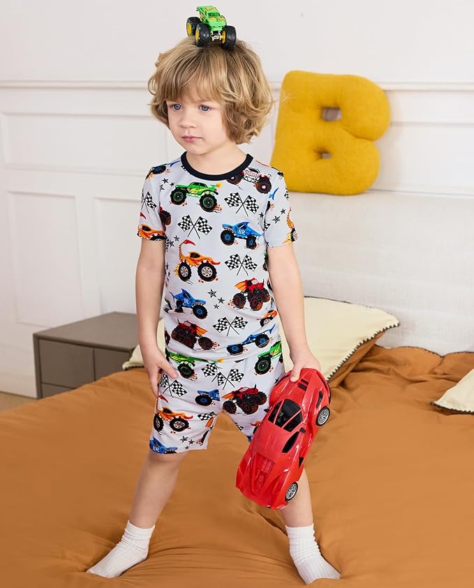 babee Reshinee Bamboo Viscose Toddler Boys Pajamas Set, Short Sleeve Kids - Image 6