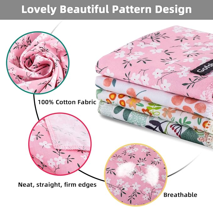 Small Summer Spring Dog Bandanas-4PCS Pink Green Orange Floral Scarf - Image 3