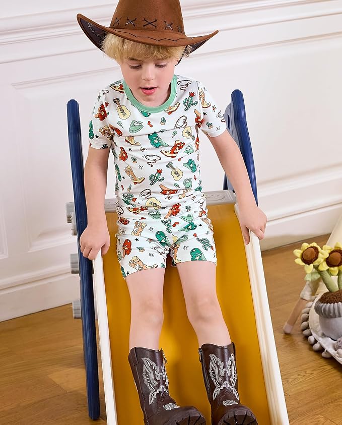 babee Reshinee Bamboo Viscose Toddler Boys Pajamas Set, Short Sleeve Kids - Image 6