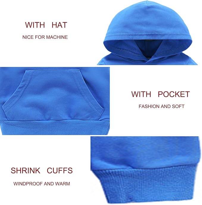 Baby Kids Boy Girl Solid Casual Pocket Hoodie Sweatershirt Long Sleeve Pullover - Image 4
