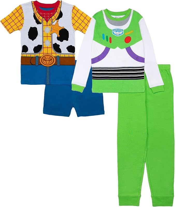 Disney Boys' 4-Piece Snug-fit Cotton Matching Comfortable Pajama Set, Soft & by Disney