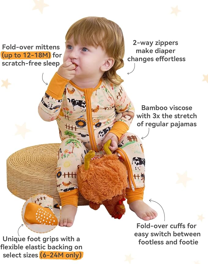 babee Reshinee Bamboo Viscose Baby Footie Pajama, Zipper Sleeper Boys Girls | - Image 2
