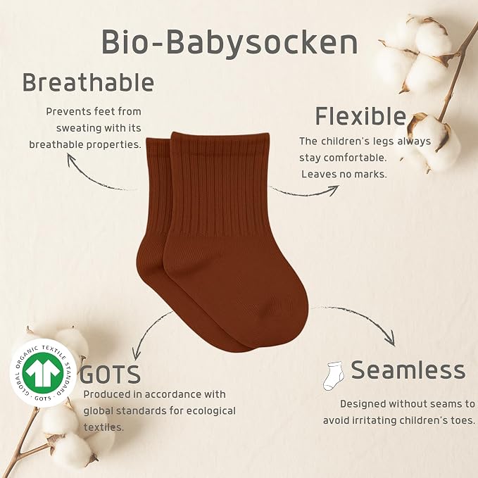 bistyle Baby Grip Ankle Socks 6 Pairs | Newborn Infant Toddlers Sock Organic - Image 3