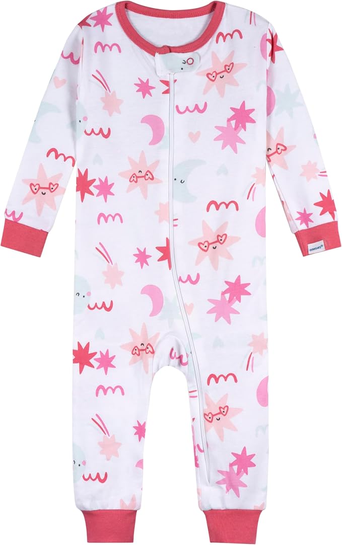 Onesies Brand Baby Girls 3-Pack Snug Fit One Piece Cotton Pajamas - Image 2