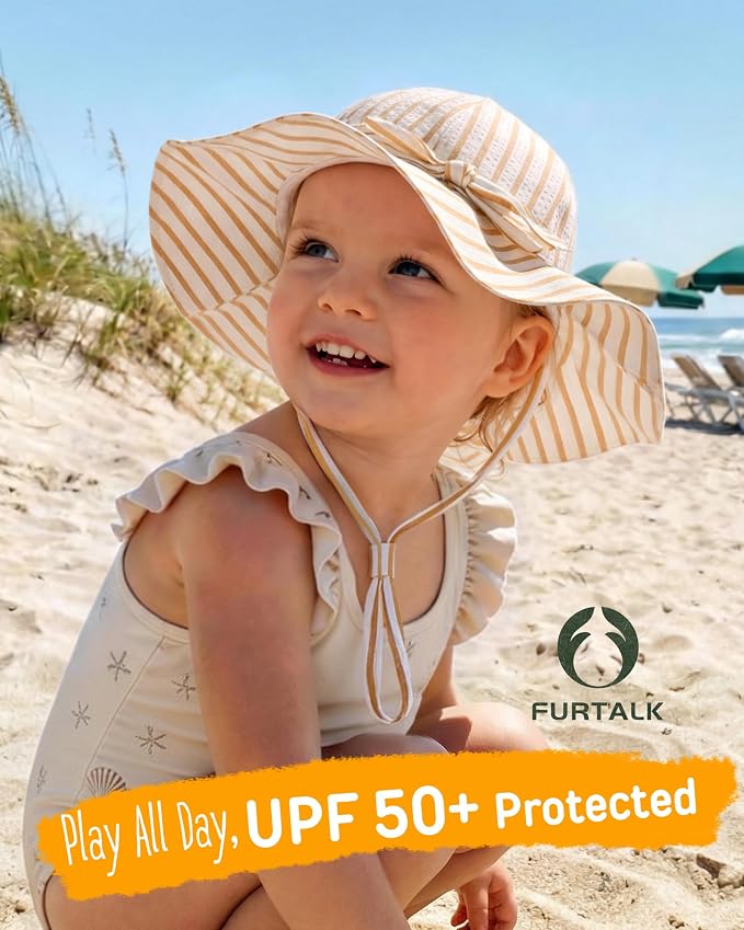 FURTALK 3 Pack Baby Sun Hat Toddler Beach Hat Girls UPF 50+ Wide Brim Infant - Image 2